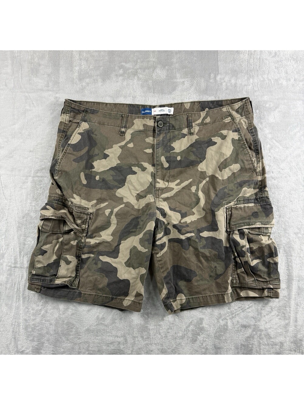 Y2K Old Navy Mens 44 Camo Cargo Shorts Straight Built In Flex Military Utility
